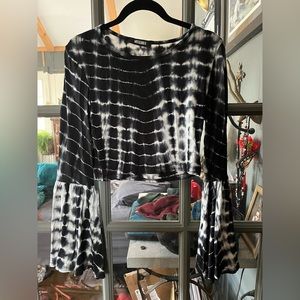 Missguided boho tie dye bell sleeved crop top